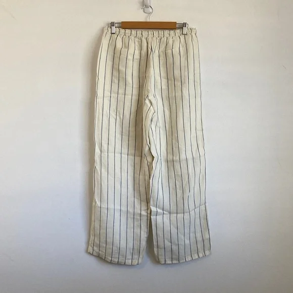 J. Crew New Soleil pant in striped linen Small Cream and Blue Striped Garment - Picture 3 of 9